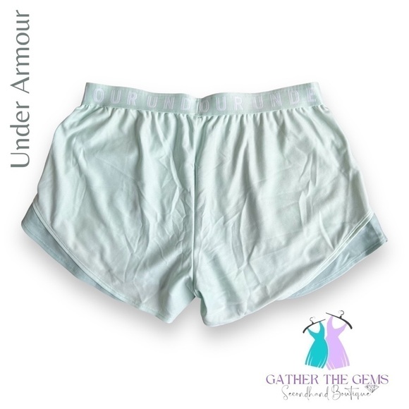 UNDER Armour Play Up Shorts 3.0 Aqua Foam/White - Picture 2 of 5